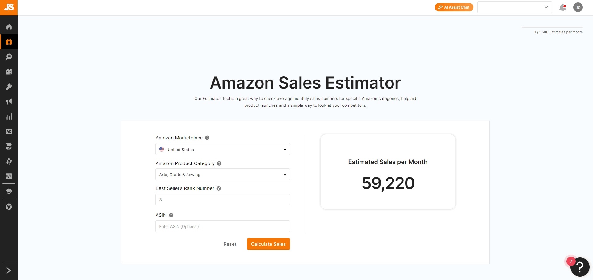 jungle scout amazon sales estimator