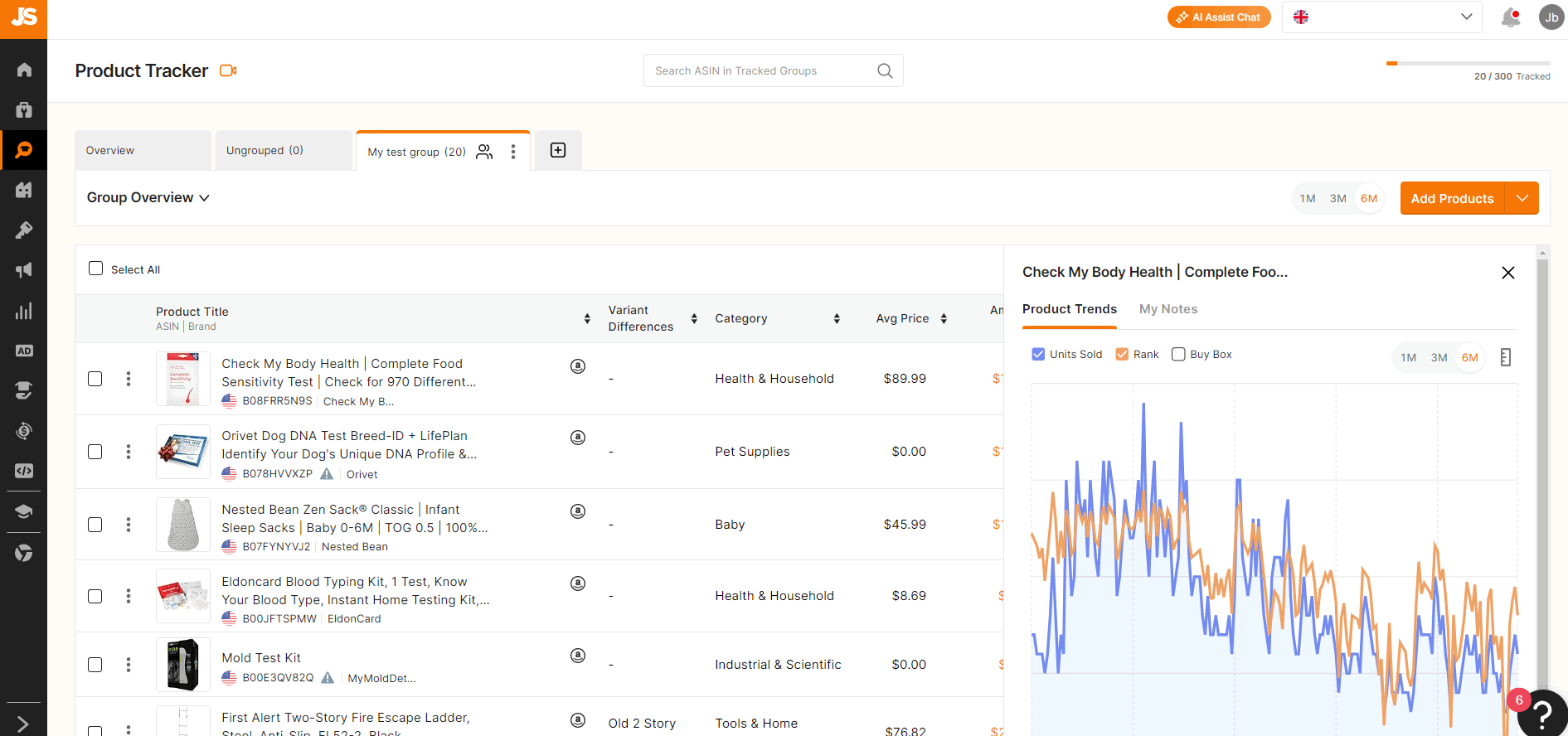 jungle scout product tracker trends